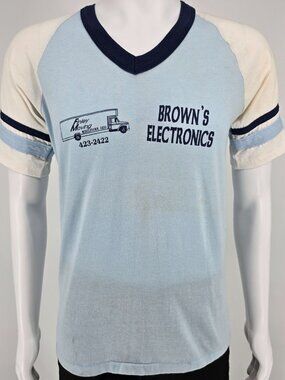 Vintage 1980s Browns Electronics/ Finley Moving Middleton, OH Jersey T-Shirt (M)